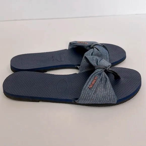 Havaianas You St. Tropez Shine Sandals navy blue NWOT