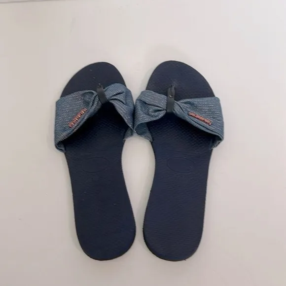 Havaianas You St. Tropez Shine Sandals navy blue NWOT