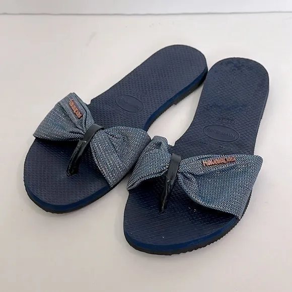 Havaianas You St. Tropez Shine Sandals navy blue NWOT