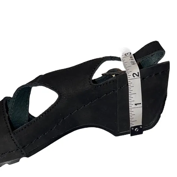 Helle Comfort Black Nubuck Rhinestone Slingback Wedge Sandals Size EU 38 US 7.5
