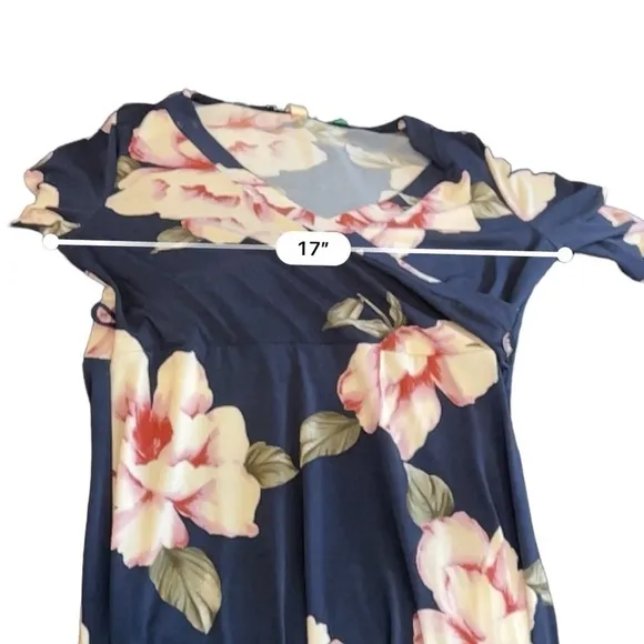 Hello Miz Maternity Maxi Faux Wrap Dress in Blue Hawaiian Floral Size Medium​​​​