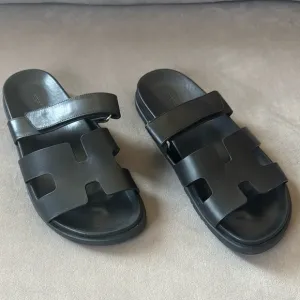 Hermes Black Slide Sandals with Minimalist Design
