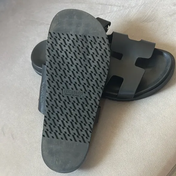 Hermes Black Slide Sandals with Minimalist Design