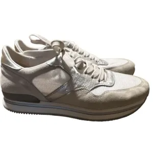 Hogan Silver Suede Sneakers- Size 38=8