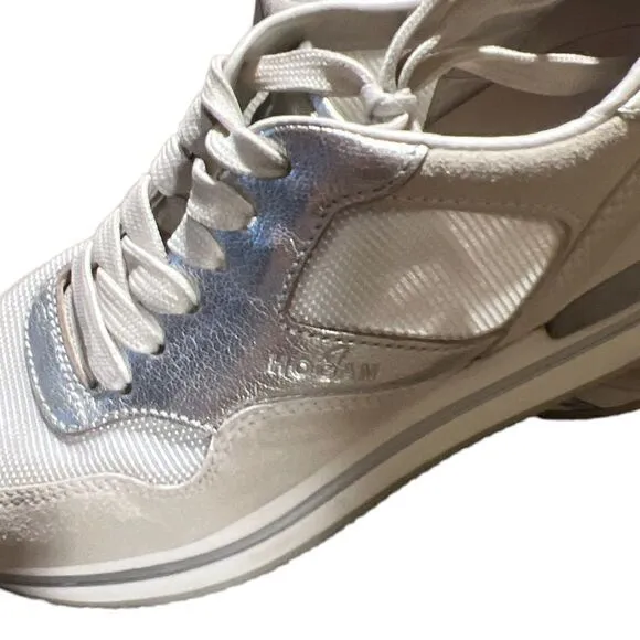 Hogan Silver Suede Sneakers- Size 38=8