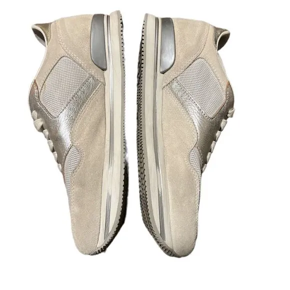 Hogan Silver Suede Sneakers- Size 38=8