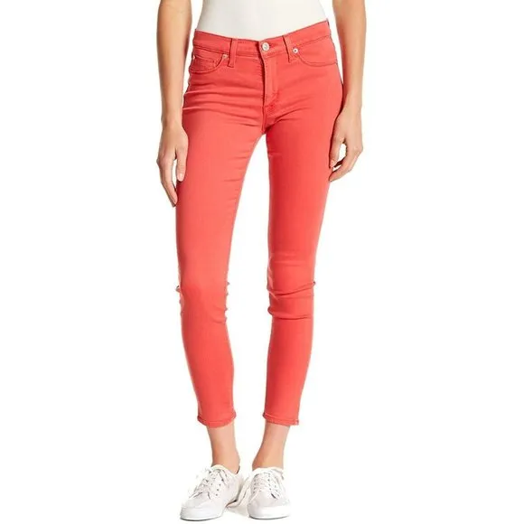 HUDSON Krista Ankle Super Skinny Jeans Currant Red sz 26 Women's Colored Denim