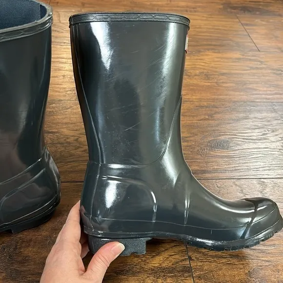 Hunter Boots Short Charcoal Gloss Rain-Boots