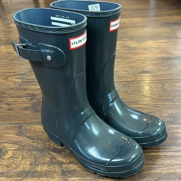 Hunter Boots Short Charcoal Gloss Rain-Boots