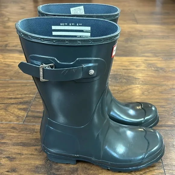Hunter Boots Short Charcoal Gloss Rain-Boots