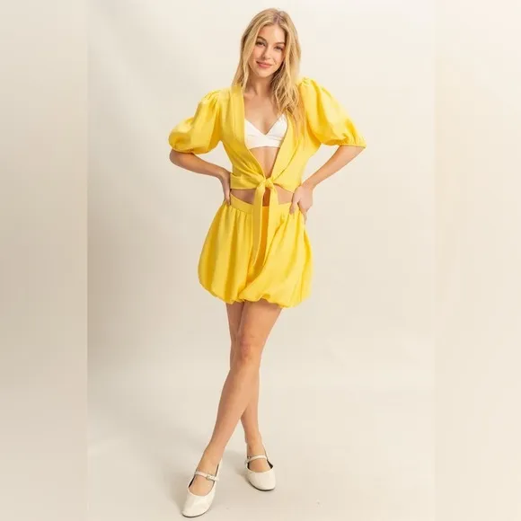HYFVE Front Tie Top and Bubble Hem Shorts