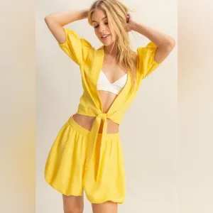 HYFVE Front Tie Top and Bubble Hem Shorts
