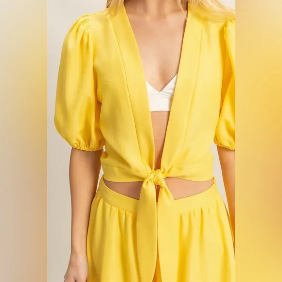 HYFVE Front Tie Top and Bubble Hem Shorts