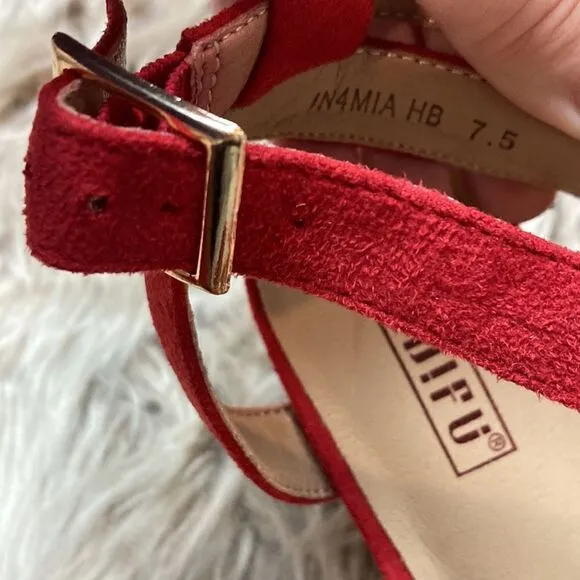 IDIFU Mia Red Platform High Heels Strappy Heeled Sandals Open Toe Ankle Strap
