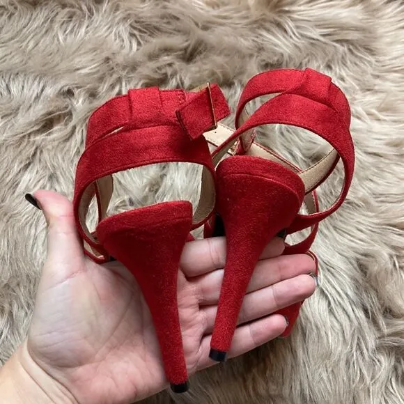 IDIFU Mia Red Platform High Heels Strappy Heeled Sandals Open Toe Ankle Strap