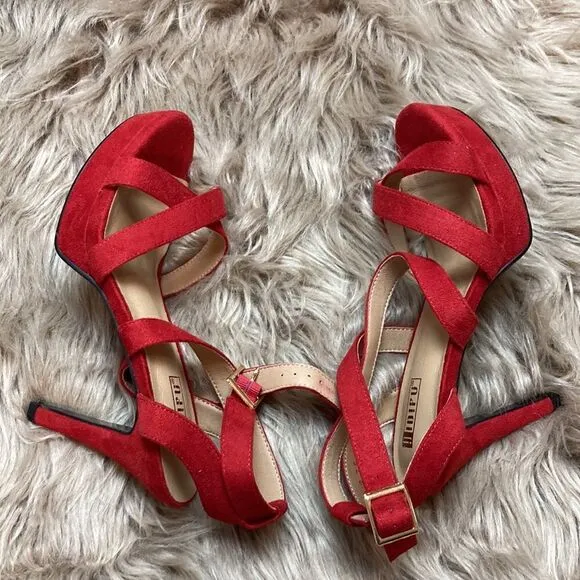 IDIFU Mia Red Platform High Heels Strappy Heeled Sandals Open Toe Ankle Strap