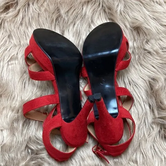 IDIFU Mia Red Platform High Heels Strappy Heeled Sandals Open Toe Ankle Strap