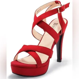 IDIFU Mia Red Platform High Heels Strappy Heeled Sandals Open Toe Ankle Strap