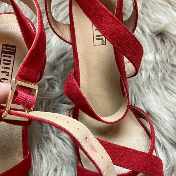 IDIFU Mia Red Platform High Heels Strappy Heeled Sandals Open Toe Ankle Strap