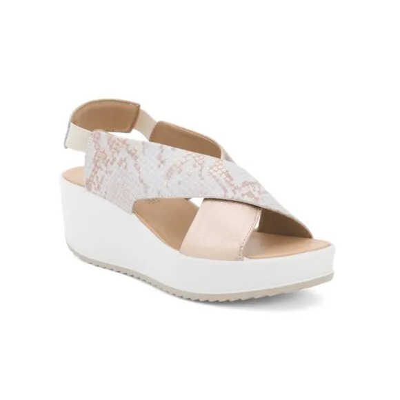 IGI&amp;CO White Made In Italy Leather Comfort Wedge Sandals