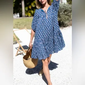 India Collection by Emerson Fry Marguerite Blue Isla Dress M/L