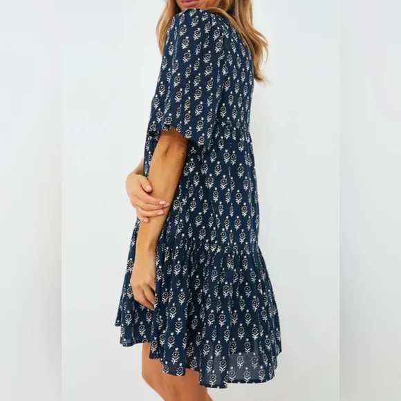 India Collection by Emerson Fry Marguerite Blue Isla Dress M/L