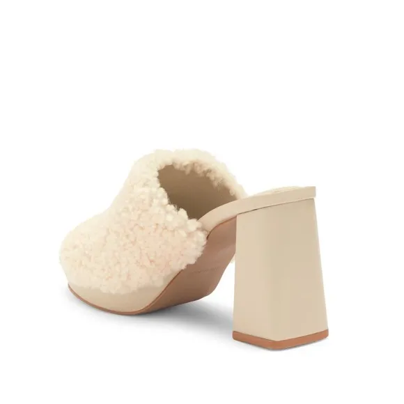 INTENTIONALLY BLANK Cream Tian Faux Shearling Slide Sandals Womens Size 10
