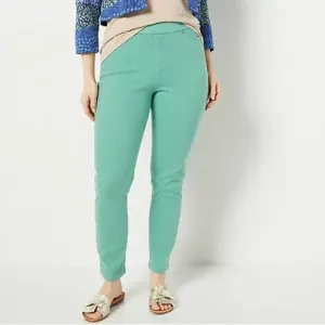 Isaac Mizrahi Live True Denim Crop Pull-On Jeans-Soft Spruce-Reg 8