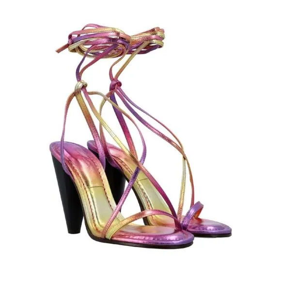 Isabel Marant Aliza 40/US 10 Strappy Ombre Metallic Pink Heel Sandals