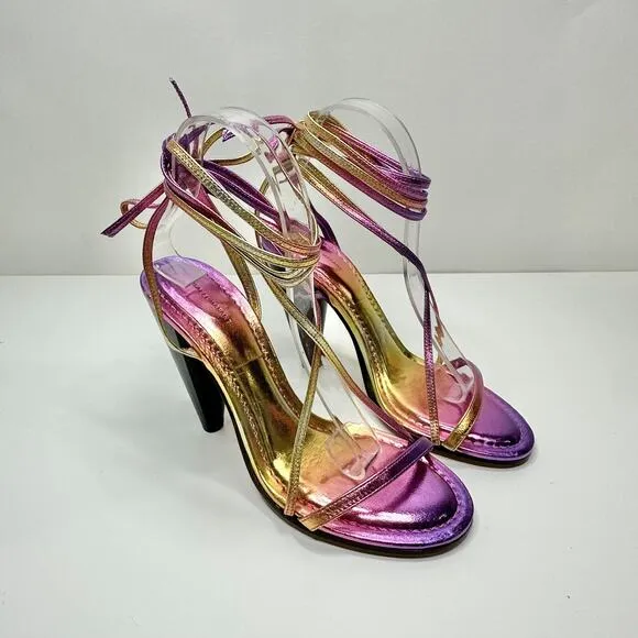 Isabel Marant Aliza 40/US 10 Strappy Ombre Metallic Pink Heel Sandals