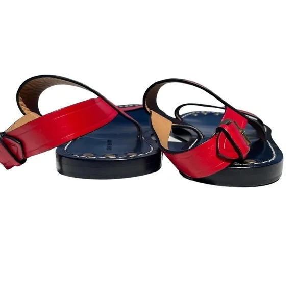 Isabel Marant Jizza Leather Sandals gold buckle red women’s 6 EUR 36 NEW