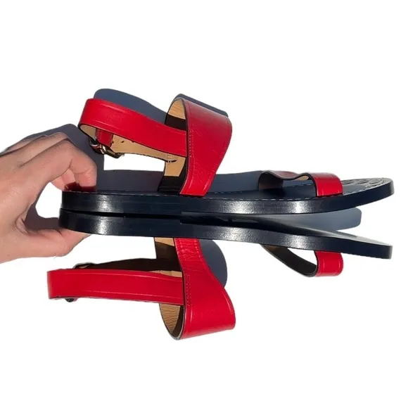 Isabel Marant Jizza Leather Sandals gold buckle red women’s 6 EUR 36 NEW