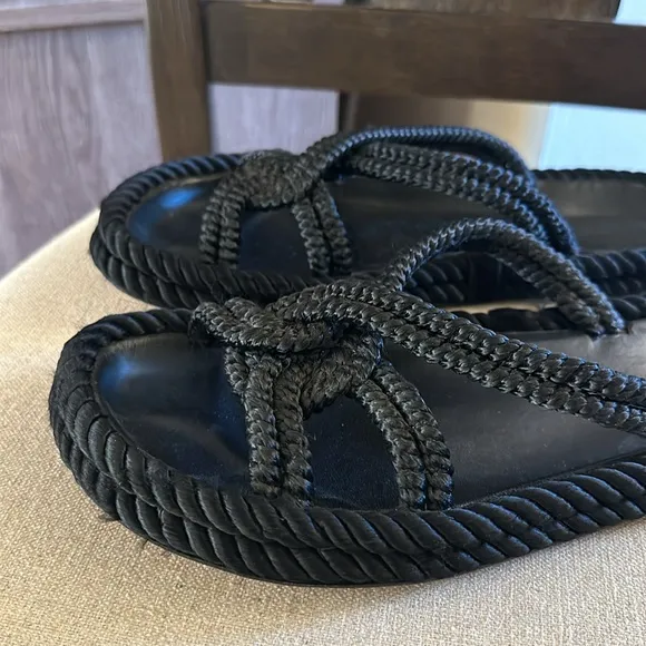 Isabel Marant Women’s Rope Slip On Sandals Flats Black Size 11 (41)