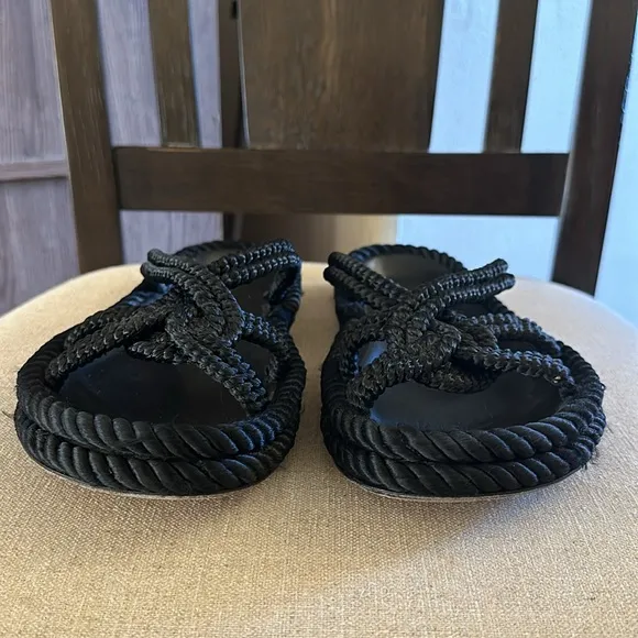 Isabel Marant Women’s Rope Slip On Sandals Flats Black Size 11 (41)