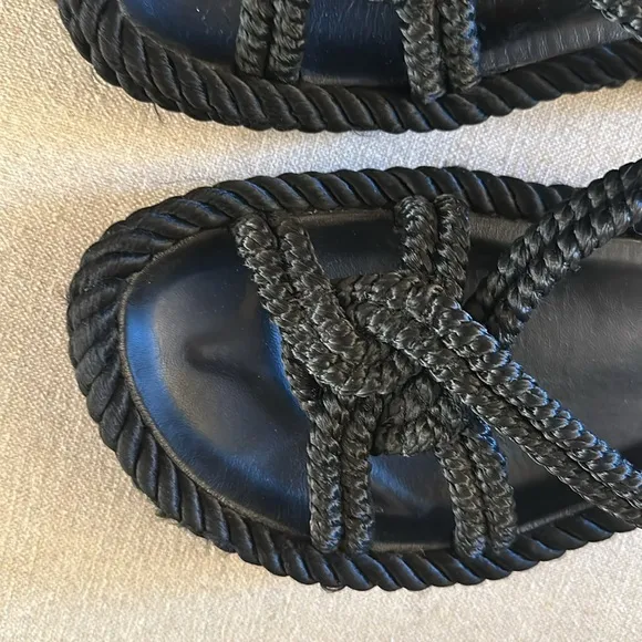 Isabel Marant Women’s Rope Slip On Sandals Flats Black Size 11 (41)
