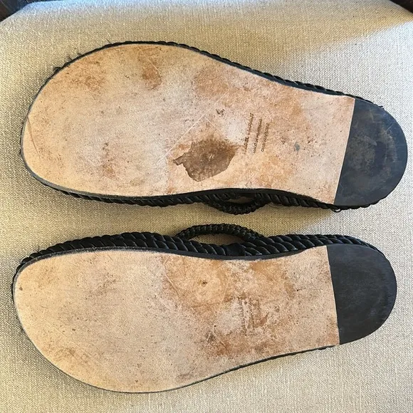 Isabel Marant Women’s Rope Slip On Sandals Flats Black Size 11 (41)