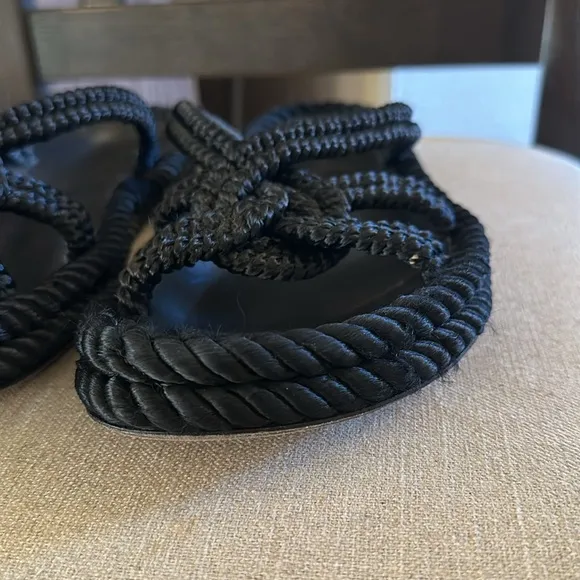 Isabel Marant Women’s Rope Slip On Sandals Flats Black Size 11 (41)