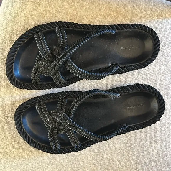 Isabel Marant Women’s Rope Slip On Sandals Flats Black Size 11 (41)
