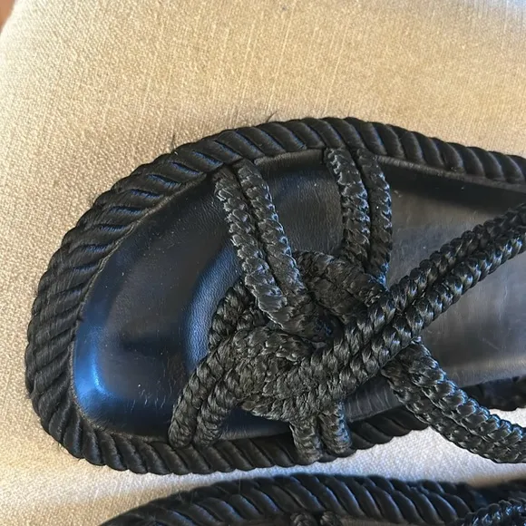 Isabel Marant Women’s Rope Slip On Sandals Flats Black Size 11 (41)