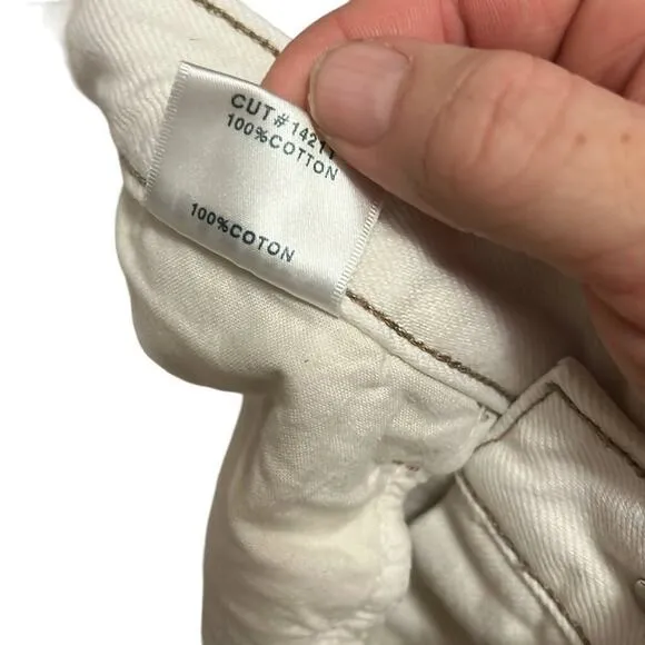 J Brand Beige‎ High-Rise Raw Hem Straight Leg Cropped Jeans Size 24