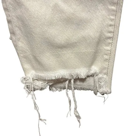 J Brand Beige‎ High-Rise Raw Hem Straight Leg Cropped Jeans Size 24
