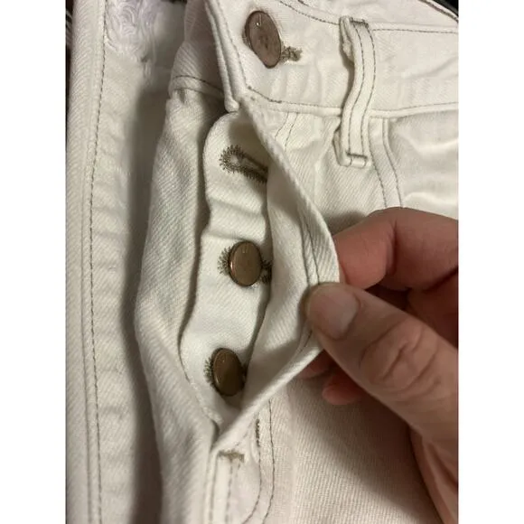 J Brand Beige‎ High-Rise Raw Hem Straight Leg Cropped Jeans Size 24