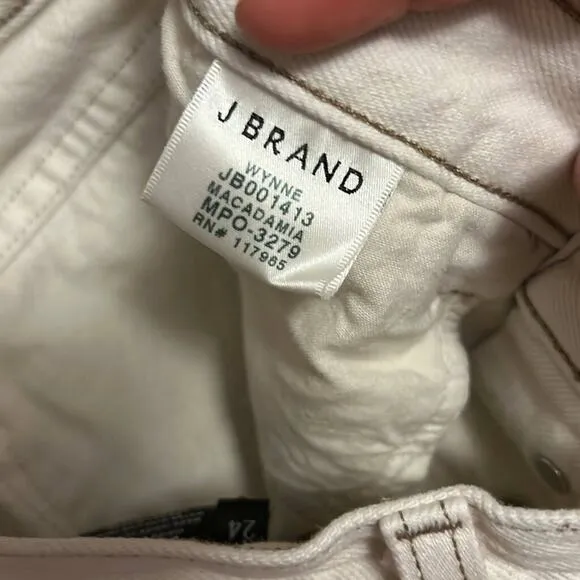 J Brand Beige‎ High-Rise Raw Hem Straight Leg Cropped Jeans Size 24
