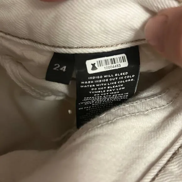 J Brand Beige‎ High-Rise Raw Hem Straight Leg Cropped Jeans Size 24