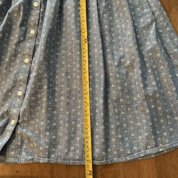 J CREW Dress Women 10 Chambray Ditsy Floral Long Sleeve Button Up Preppy Trad