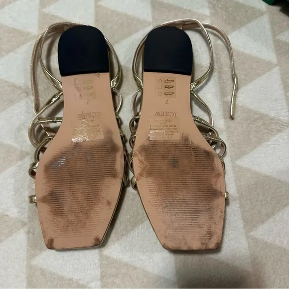 J crew gold New Capri strappy sandals in metallic leather