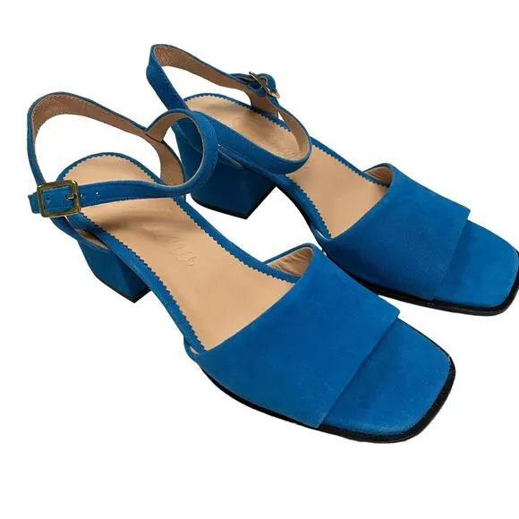 J. Crew Women's Dylan Block Heel Leather Sandals Size 6 Sling Back Casual