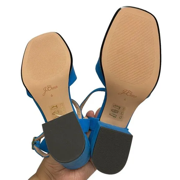 J. Crew Women's Dylan Block Heel Leather Sandals Size 6 Sling Back Casual