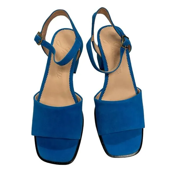 J. Crew Women's Dylan Block Heel Leather Sandals Size 6 Sling Back Casual