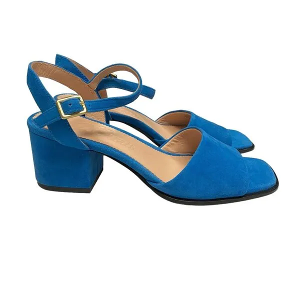 J. Crew Women's Dylan Block Heel Leather Sandals Size 6 Sling Back Casual